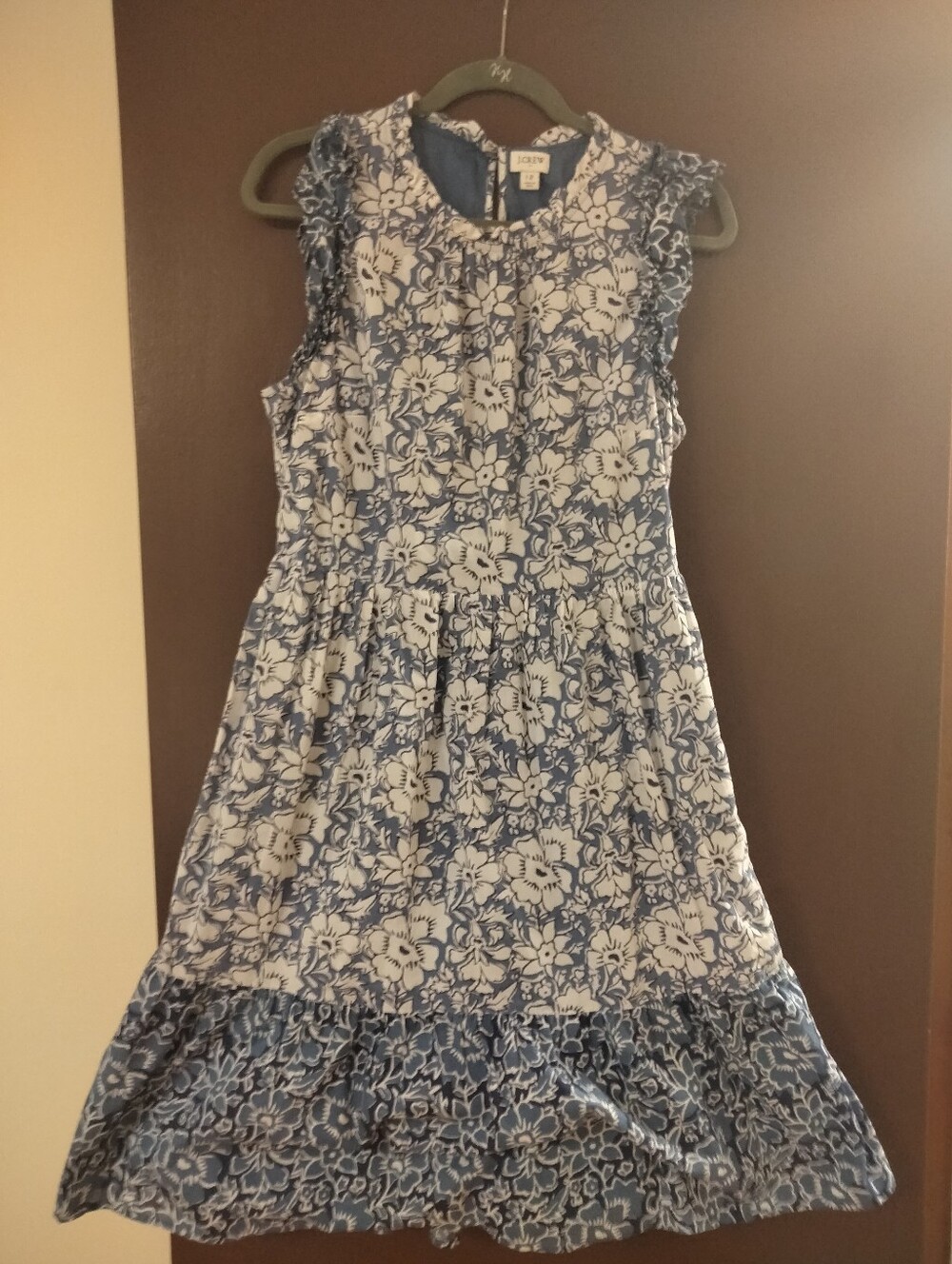 J. Crew Blue and White Floral Sleeveless Dress
